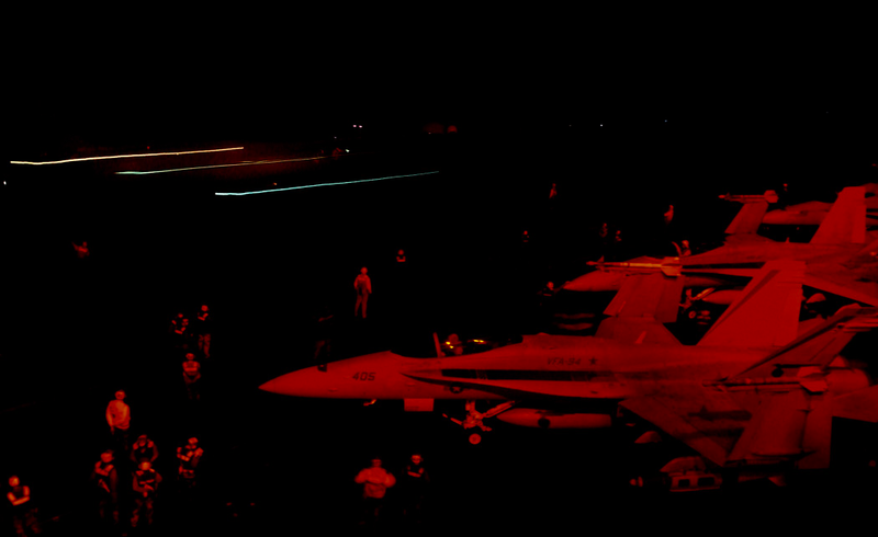 Hornet going to light speed of the carrier with streaks and everything.